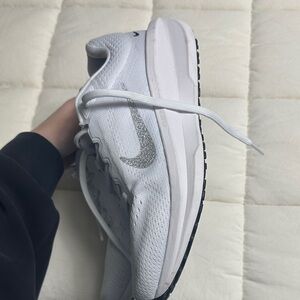 Nike White and Silver Athletic Sneakers